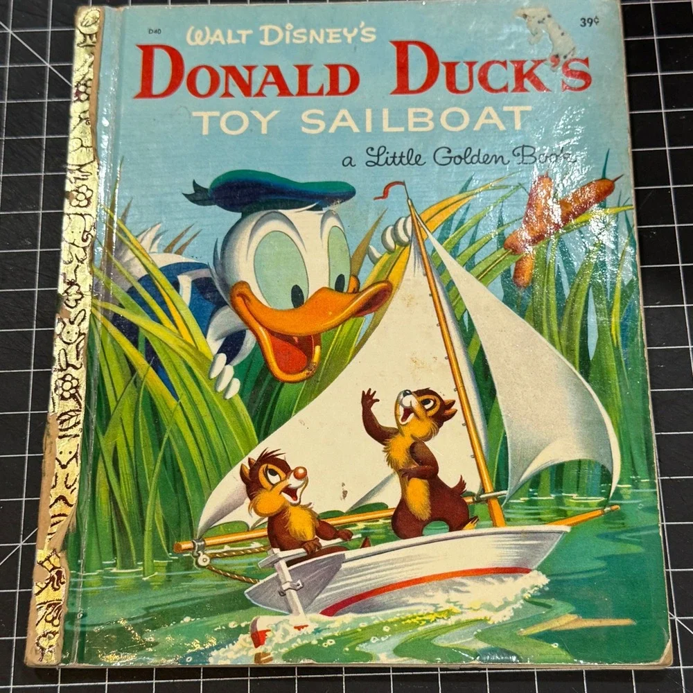 Walt Disney Donald Duck's Toy Sailboat Little Golden Book 1954 8th Print D40